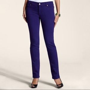 Chicos So Slimming Womens Purple Slim Leg Jeans Pintuck size 0 (4 Small)